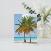Landschaftliche Palmen an einem tropischen Strand Postkarte (Stehend Vorderseite)