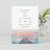 Landschaftliche Pastel Dawn Angeln Pier Art Beach Einladung (Stehend Vorderseite)