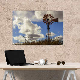 Landschaftliche Ranch Windmill Stretchkanvas Print Leinwanddruck