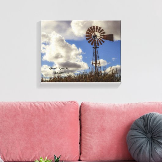 Landschaftliche Ranch Windmill Stretchkanvas Print Leinwanddruck (Insitu (Wohnzimmer))
