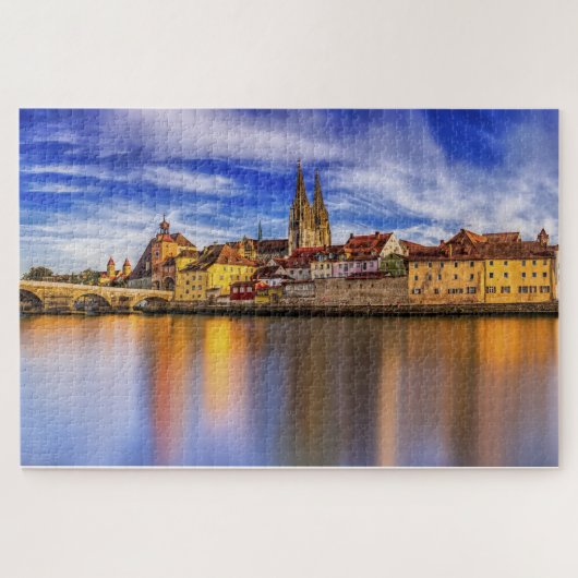 Landschaftliche Regensburger Flussansicht Puzzle (Horizontal)