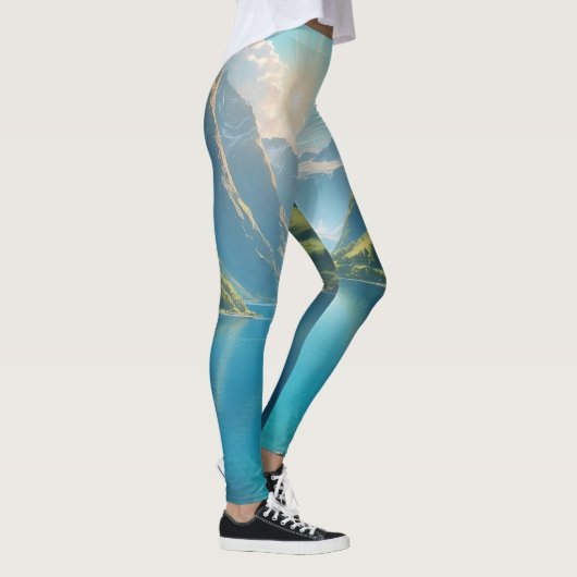 Landschaftliche Ruhe in Fjords Leggings (Rechts)