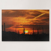 Landschaftliche Saguaros bei Sonnenuntergang Puzzle (Horizontal)