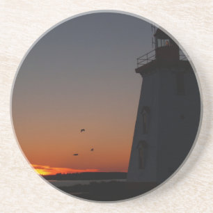 Landschaftliche Serie - Leuchtturm-Silhouette Sandstein Untersetzer