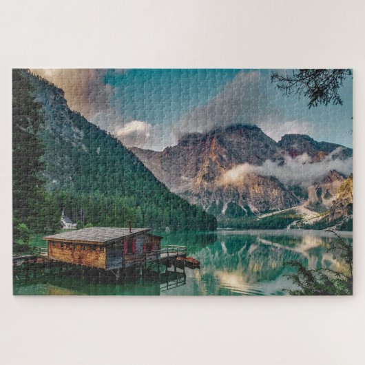 Landschaftliche Sicht auf das Seehaus alpine Puzzle (Horizontal)
