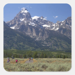 Landschaftliche Sicht auf den Teton-Bereich Quadratischer Aufkleber