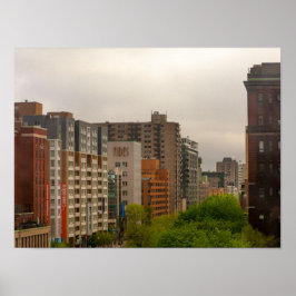 Landschaftliche Sicht auf die Gebäude in Montreal, Poster