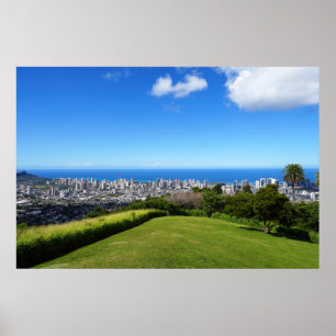 Landschaftliche Sicht auf Honolulu Hawaii Poster