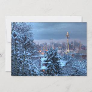 Landschaftliche Sicht auf Snowy Seattle Feiertagskarte