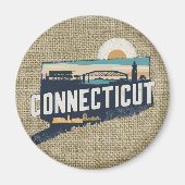 Landschaftliche Silhouette Retro Connecticut Magnet (Vorne)