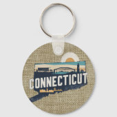 Landschaftliche Silhouette Retro Connecticut Schlüsselanhänger (Vorderseite)