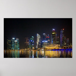 Landschaftliche Singapur Skyline Poster