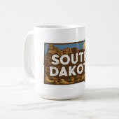 Landschaftliche South Dakota Retro Silhouette Kaffeetasse (Vorderseite Links)