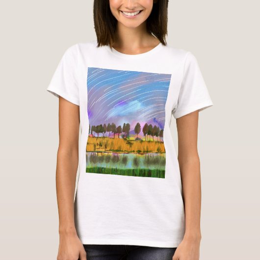Landschaftliche Szene mit Sternpfaden Landschaft A T-Shirt (Vorderseite)