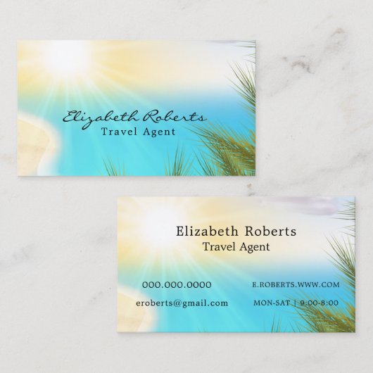 Landschaftliche Tropical Beach Travel Agent Busine Visitenkarte (Vorne/Hinten)