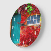 Landschaftliche türkisfarbene Tür mit sichtbaren H Große Wanduhr (Winkel)