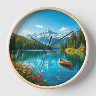 Landschaftliche Uhr am Bergsee