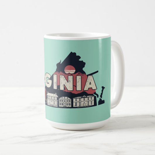Landschaftliche Virginia Retro Silhouette Kaffeetasse (VorderseiteRechts)