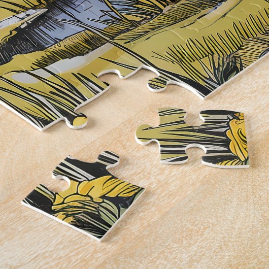 Landschaftliche Waldhaven - Elegantes Poesie Puzzl Puzzle (Seite)