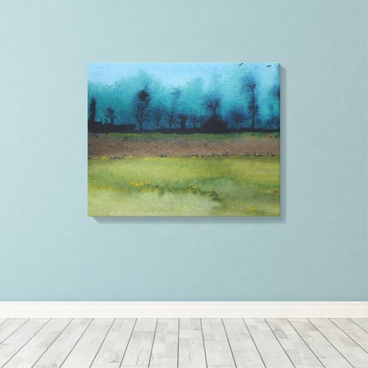 landschaftliche Waldlandschaft in Grün und Schwarz Leinwanddruck (Insitu (Holzboden))