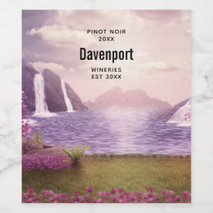 Landschaftliche Wasserfälle am Lago Maggiore Weinetikett