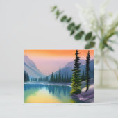 Landschaftliche Wasserfarbe Bergsee Reflektion Postkarte (Stehend Vorderseite)