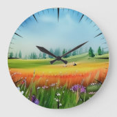Landschaftliche Wasserfarbe Große Wanduhr (Vorderseite)