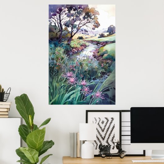 Landschaftliche Wasserfarbe Poster (Heimbüro)