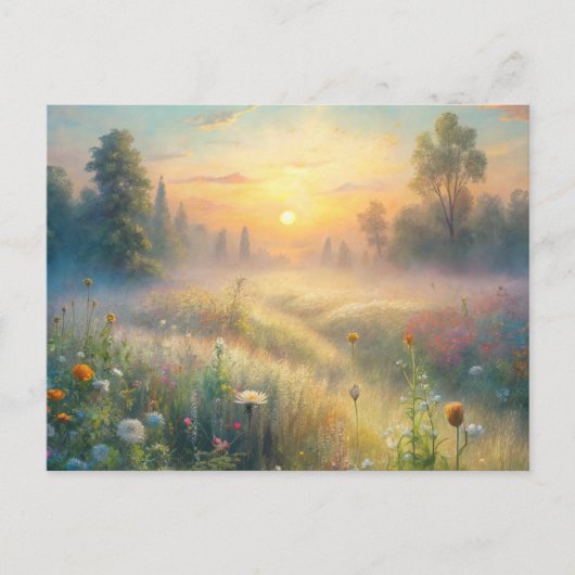 Landschaftliche Wiese mit Blume Postkarte (Vorderseite)