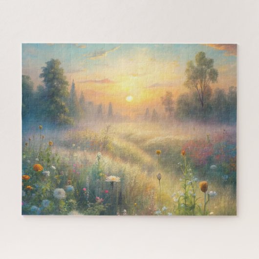 Landschaftliche Wiese mit Blume Puzzle (Horizontal)