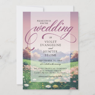 Landschaftliche Wildblumen Hochzeit Einladung