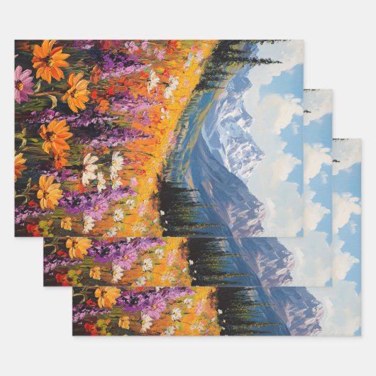 Landschaftliche Wildblumen Kunstvoll wandern im Va Geschenkpapier Set (Set)