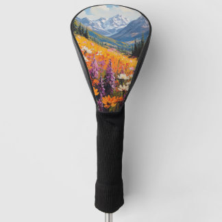 Landschaftliche Wildblumen und Berge Kunst und Kul Golf Headcover