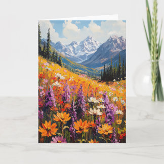 Landschaftliche Wildblumen und Berge Kunst und Kul Karte