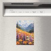 Landschaftliche Wildblumen und Berge Kunst und Kul Magnet (In Situ (Geschirrspüler))