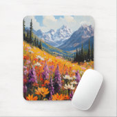 Landschaftliche Wildblumen und Berge Kunst und Kul Mousepad (Mit Mouse)
