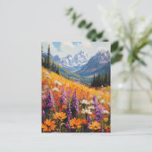 Landschaftliche Wildblumen und Berge Kunst und Kul Postkarte (Stehend Vorderseite)