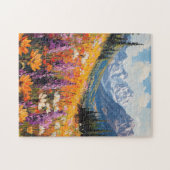 Landschaftliche Wildblumen und Berge Kunst und Kul Puzzle (Horizontal)