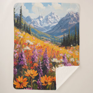 Landschaftliche Wildblumen und Berge Kunst und Kul Sherpadecke