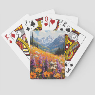 Landschaftliche Wildblumen und Berge Kunst und Kul Spielkarten