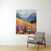 Landschaftliche Wildblumen und Berge Kunst und Kul Wandteppich (Beispiel)