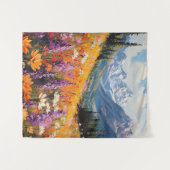 Landschaftliche Wildblumen und Berge Kunst und Kul Wandteppich (Vorderseite (Horizontal))