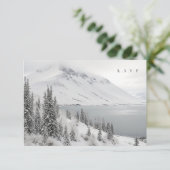 Landschaftliche Winterlandschaft Hochzeitsmahlzeit RSVP Karte (Stehend Vorderseite)