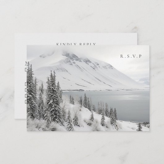 Landschaftliche Winterlandschaft Hochzeitsmahlzeit RSVP Karte (Vorne/Hinten)