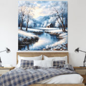 Landschaftliche Winterlandschaft mit Kabine und St Leinwanddruck (Insitu (Schlafzimmer))