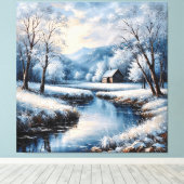 Landschaftliche Winterlandschaft mit Kabine und St Leinwanddruck (Insitu (Holzboden))