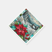Landschaftliche Winterpoinsettia-Dekoupage aus ver Serviette (Ecke)
