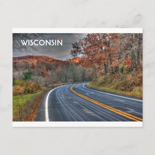 Landschaftliche Wisconsin-Straßen im Herbst Postkarte (Vorderseite)