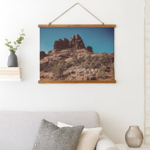 Landschaftliche Wüste Sedona Arizona Rote Felswand Wandteppich Mit Holzrahmen