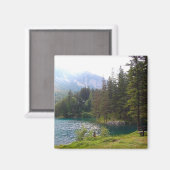 Landschaftlicher Alpenwald und Foto Magnet (Vorderseite/Rückseite)